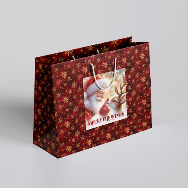 Glad jul Santa Claus Rudolf presentpåse (Merry Holiday Santa Claus Rudolph Gift Bag)