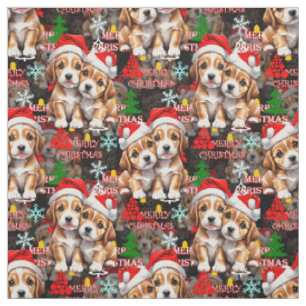 Glad jul Santa hatt Hund Valp Design - Svart Tyg