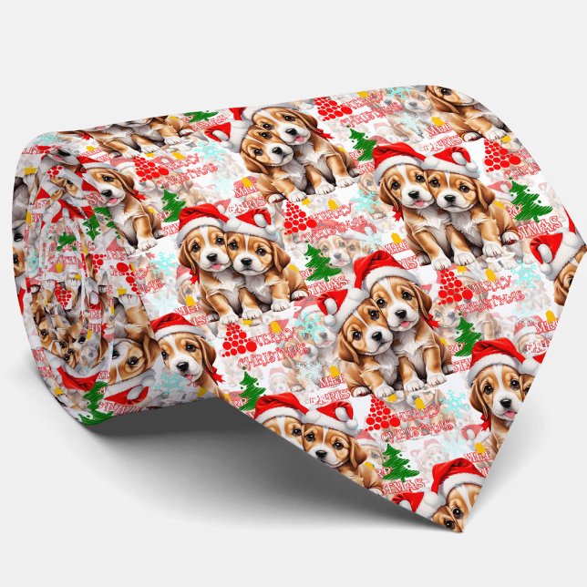 Glad jul Santa hatt Hund Valp Design - Vit Slips (Skapare uppladdad)