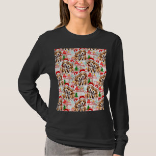 Glad jul Santa hatt Hund Valp Design - Vit T Shirt