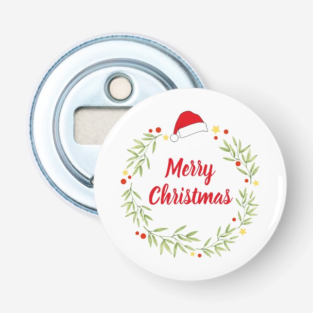 Glad jul Santa hatt krans Flasköppnare (Framsidan)