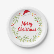Glad jul Santa hatt Krans Julfest