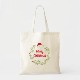 Glad jul Santa hatt krans Tygkasse