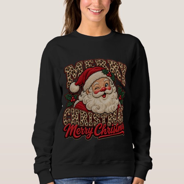 Glad jul Santa Leopardtryck T Shirt (Framsida)