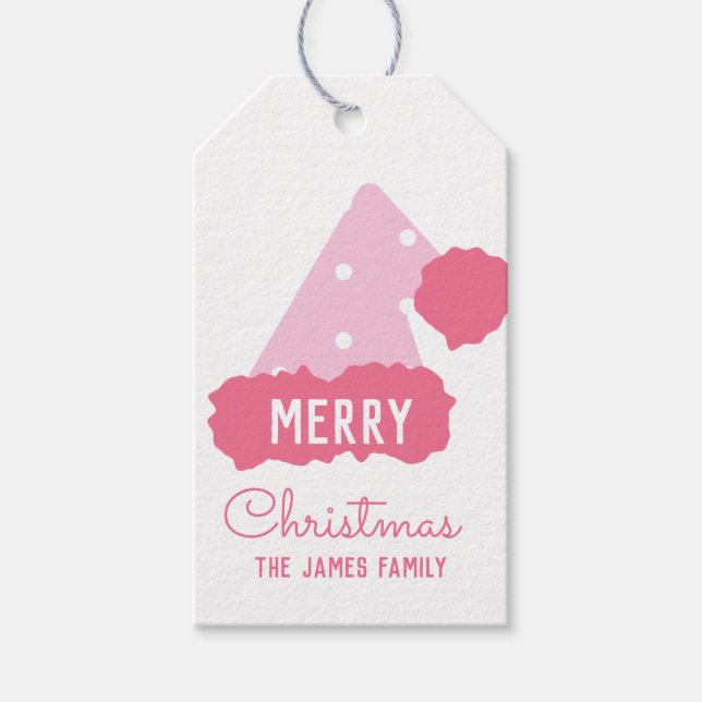 Glad jul Santa mössa Familj presentetiketter (Framsidan)