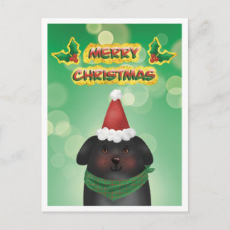 Glad jul Santa mössa Hund Helg Vykort