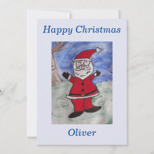 Glad Jul Santa Platt Kort