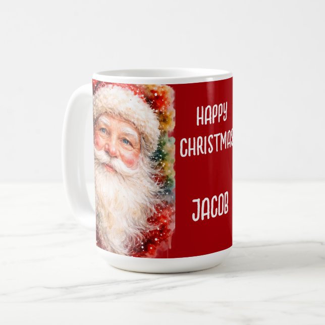 Glad jul Santa Porträtt Kaffemugg (Framsida vänster)