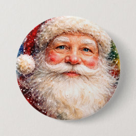 Glad jul Santa Porträtt Knapp