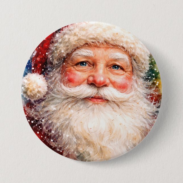 Glad jul Santa Porträtt Knapp (Framsida)