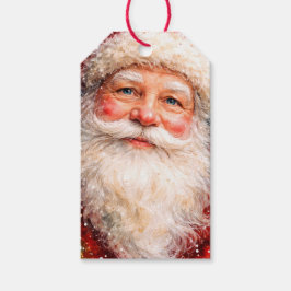 Glad jul Santa Porträtt Presentetikett