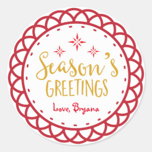 GLAD JUL Säsongens hälsningar Jul Klistermärke