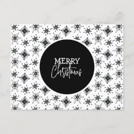 Glad jul Script Blommor med svarta snöflakor Mönst Vykort
