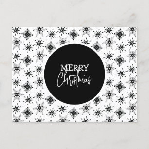 Glad jul Script Blommor med svarta snöflakor Mönst Vykort
