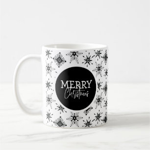 Glad jul Script Blommor Snöflingor Kaffemugg