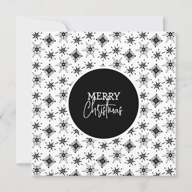 Glad jul Script Blommor Snöflingor  Kort (Framsida)