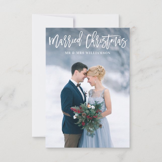 Glad jul semester bröllops kungörelse tack kort (Framsida)