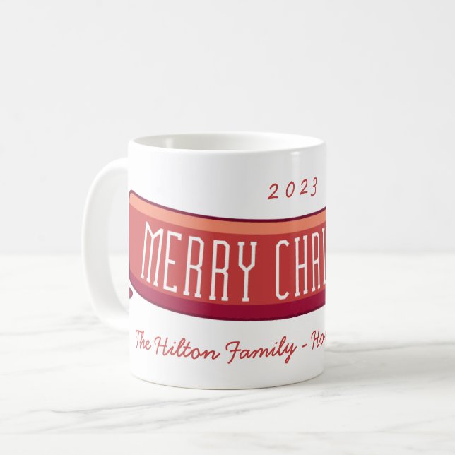 Glad jul semester halsduk banner kaffemugg (Framsida vänster)