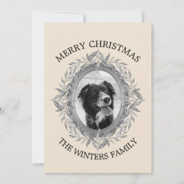 Glad jul semester silverbladskrans foto julkort