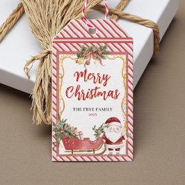 Glad Jul Semester Tomte Släde Godisstav Presentetikett