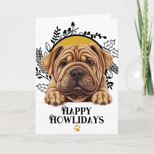 Glad jul Shar Pei Hund Jul Helgkort (Framsida)