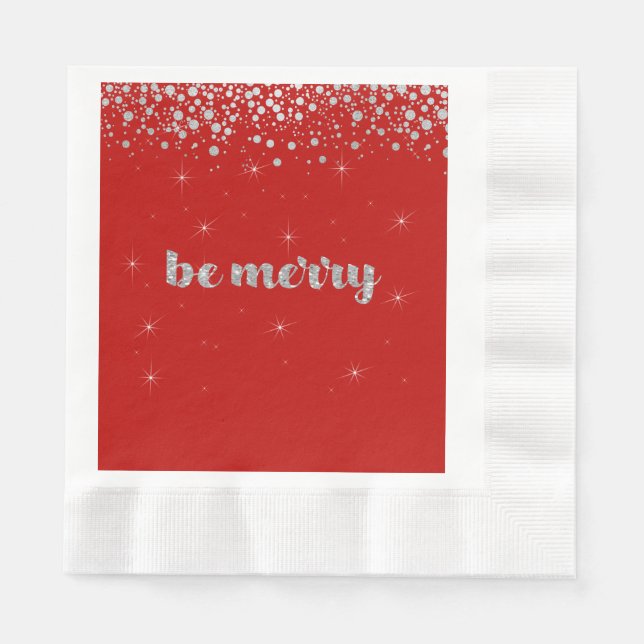 Glad Jul, Silverglitter, Gnistrar Pappersservett (Framsidan)