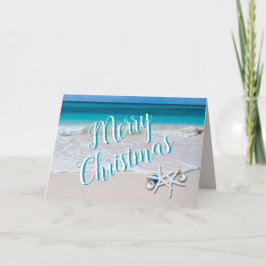 Glad jul sjöstjärna på strand jul kort
