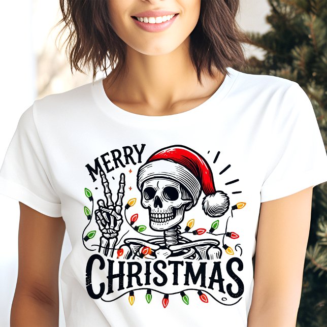 Glad jul Skelett Fredstecken T Shirt (Skapare uppladdad)