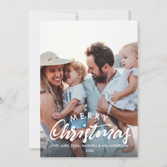 GLAD JUL Skisserad Personlig Foto Julkort (Framsida)