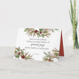 Glad jul Skriftställe Lukasevangeliet Holly Botani Kort