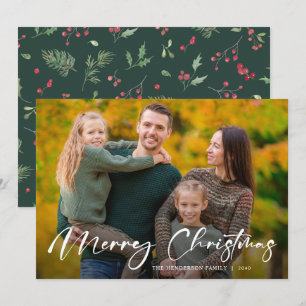 Glad jul Skript Familjefoto Julkort