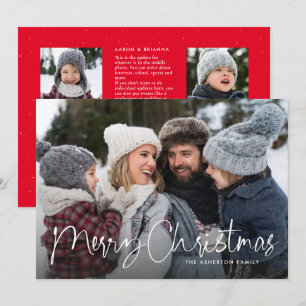 Glad jul skript familjenyhetsbrev röd julkort