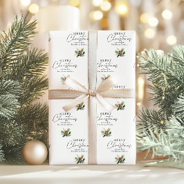 Glad jul Skript Grönska Familjenamn Presentpapper