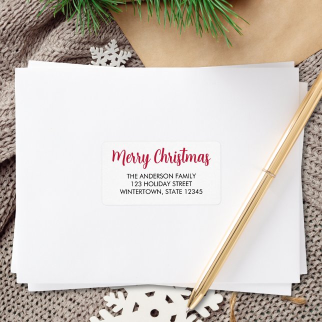 Glad jul skript typografi returadress adressetikett (Skapare uppladdad)