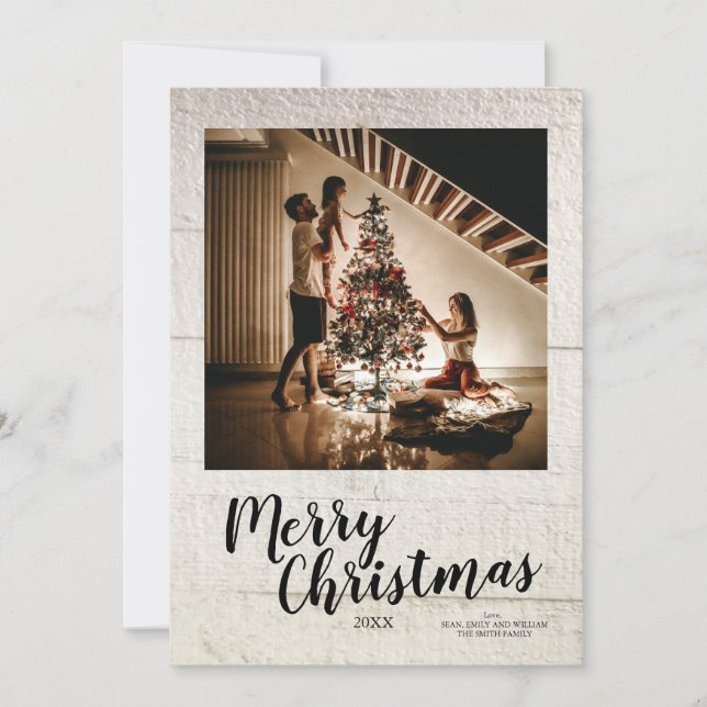 Glad jul-skylt anpassad vit trä julkort (Framsida)