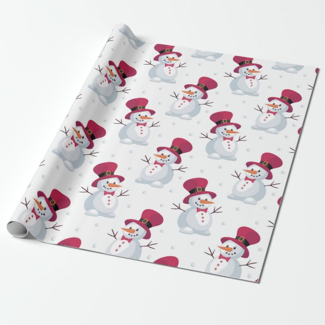 Glad jul Snemann Fallande snö Presentpapper (Utrullad)