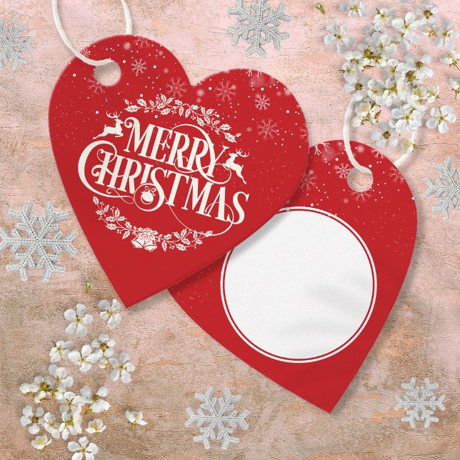 Glad jul Snöflingor Klassisk Elegant Gåvor Etiketter (Merry Christmas Snowflakes Classic Elegant Favor Tags)