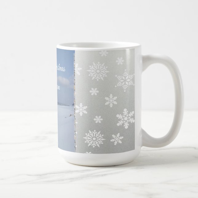 Glad jul Snöflingor Monogram Mugg  (Höger)