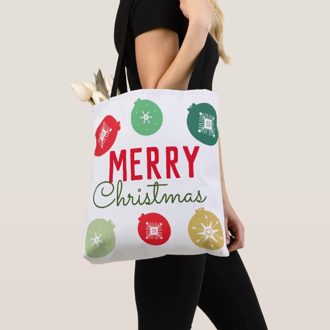 Glad jul Snöflingor Ornament Tote Bag Tygkasse (Närbild)
