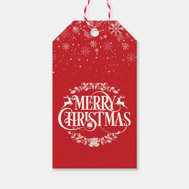 Glad jul Snöflingor Presentetikett (Framsidan)