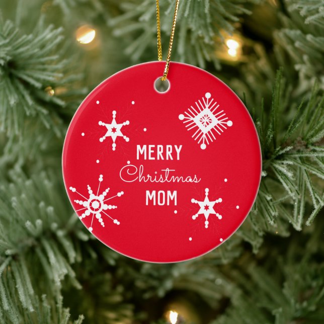 Glad jul Snöflingor Skript Mamma  Julgransprydnad Keramik (Träd)