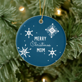 Glad jul Snöflingor Skript Mamma   Julgransprydnad Keramik