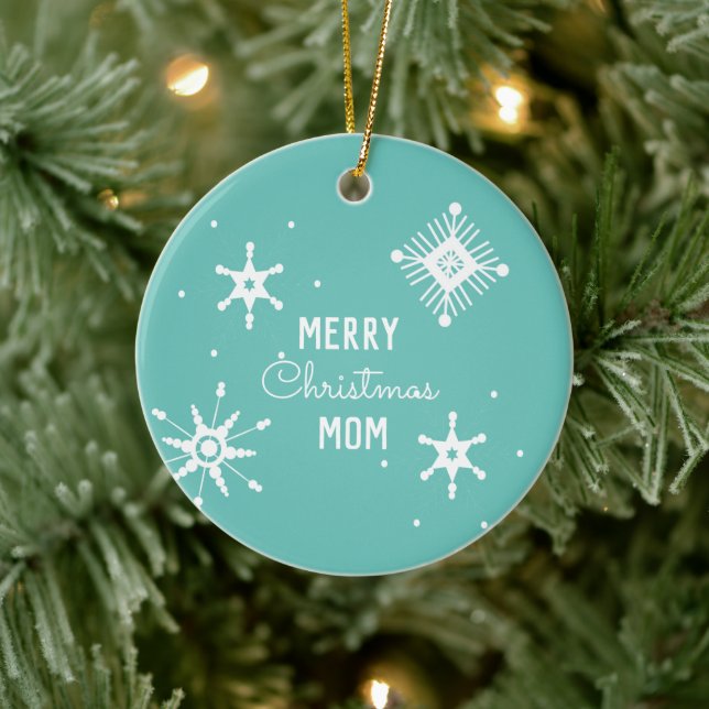 Glad jul Snöflingor Skript Mamma Keramisk Prydnad Julgransprydnad Keramik (Träd)