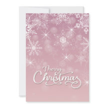 Glad Jul Snöflingor Vita Rosa Hälsning