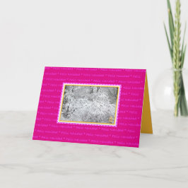 Glad jul Snöiga grenar på FUCHSIA-ROSA Helgkort