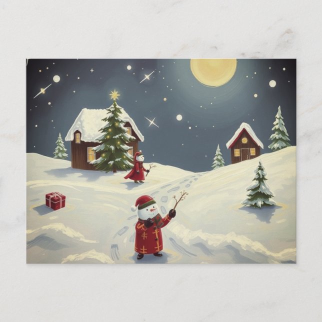 Glad jul snölandskapskort  vykort (Framsida)