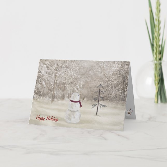 Glad jul snöman med stjärna helgkort (Framsida)