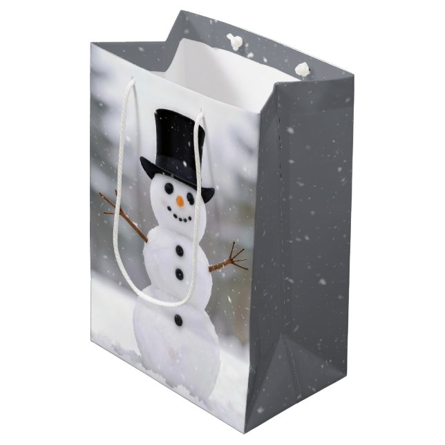 Glad jul snöman som bär en topp hatt (Framsidan Vinklad)
