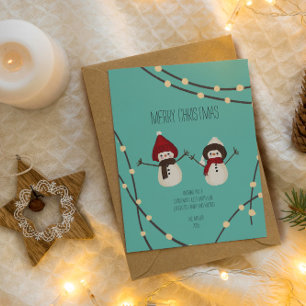 Glad jul Snömannen Duo– Vinterljus på Teal Vykort