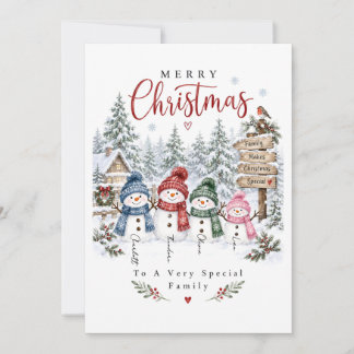 Glad jul Snömannen Familj Julkort